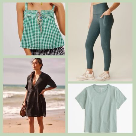 This week’s most popular finds on Cats & Coffee, featuring the perfect summer tunic dress from Anthropologie, an adorable gingham Free People tank top, go-to super-soft tees from Abercrombie & Fitch, a great pair of pocketed leggings (size up!), and a subtly frilly ruffle tank top from Free People:

#LTKActive #LTKSeasonal #LTKfitness