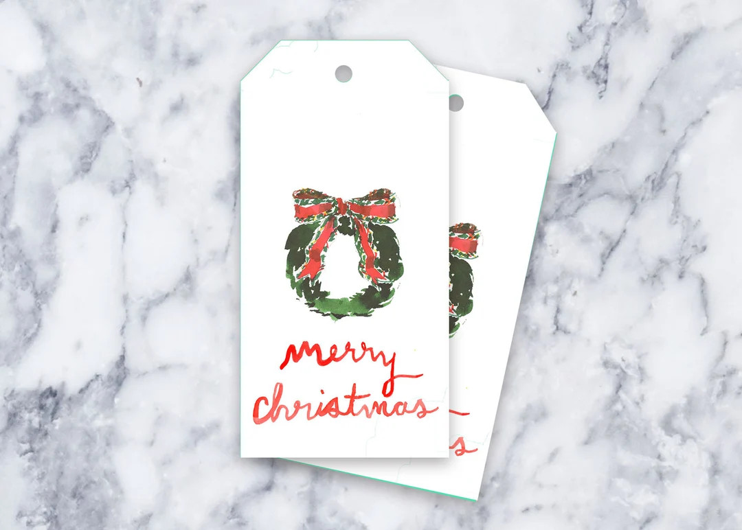 Wreath Tag: White {Gift Tag, Christmas, Holiday, Party} | Etsy (US)