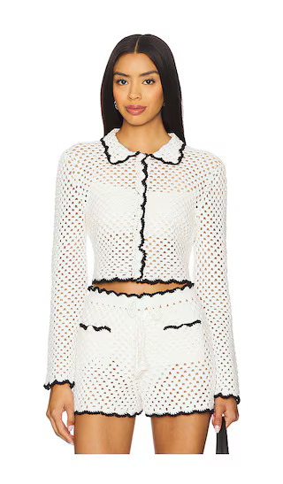 x REVOLVE Holly Hand Crochet Collared Shirt in Ivory & Black | Revolve Clothing (Global)