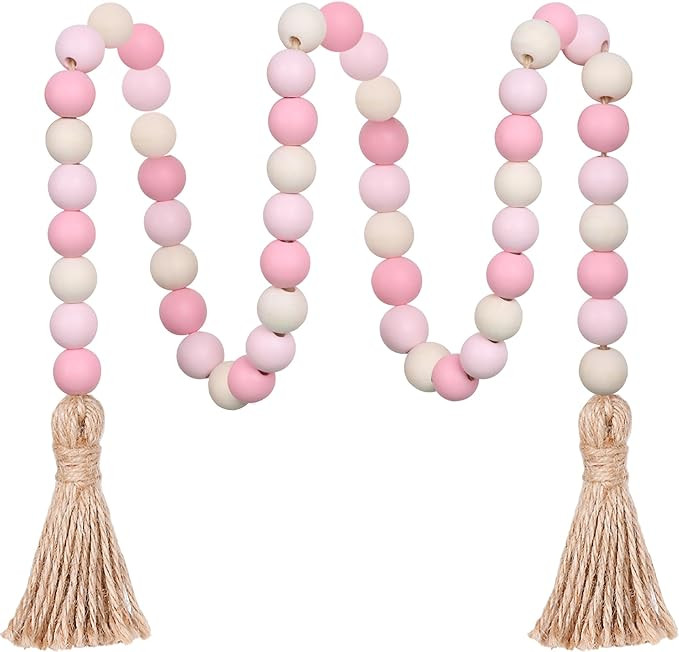 Meplait Wood Bead Garland,39in Farmhouse Beads with Tassels Boho Beads for Tiered Tray Decorative... | Amazon (US)