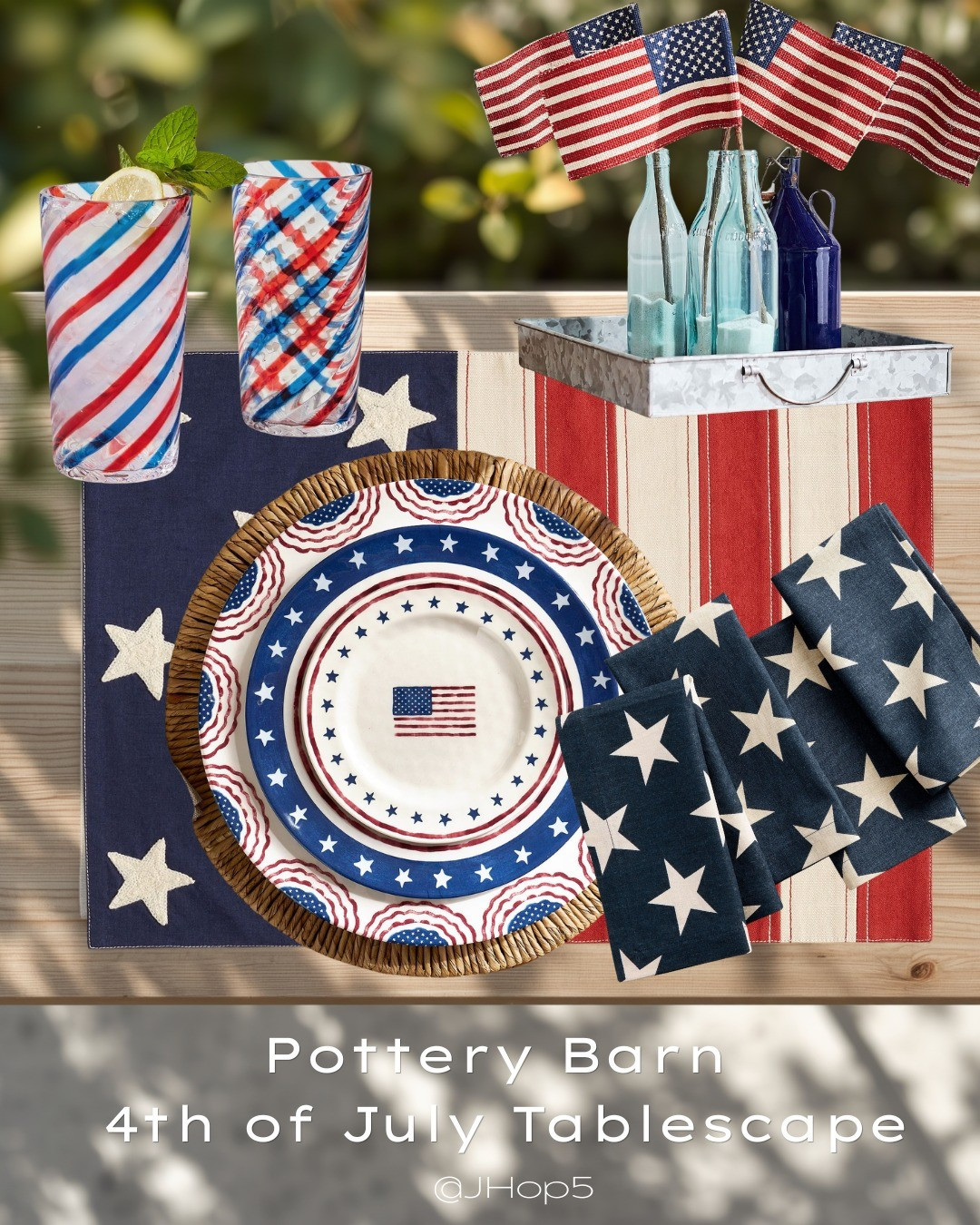 Celebrate the 4th of July in style with this festive, patriotic outdoor tablescape from Pottery Barn. Featuring durable melamine dinnerware and classic red, white, and blue accents, these pieces are perfect for summer entertaining.#mypotterybarn #fourthofjuly #summerstyle #patrioticdecor

#LTKHome #LTKSeasonal #LTKfoodie