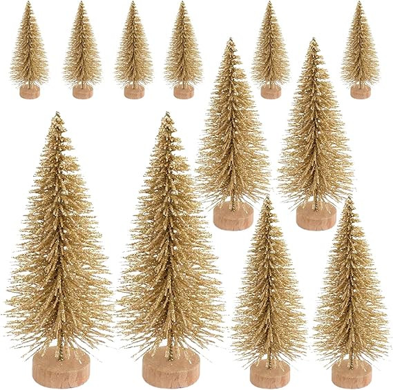 Glitter Pine Trees Mini Artificial Christmas Tree Small Pine Trees for Christmas Decoration Bottl... | Amazon (US)