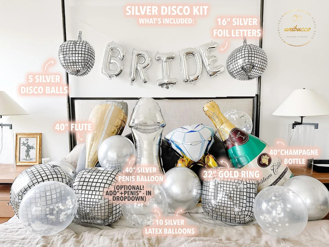Silver Bride 16 Inch Foil Letters Last Disco Bride Space Cowgirl Bach Supplies Bachelorette Party... | Etsy (US)