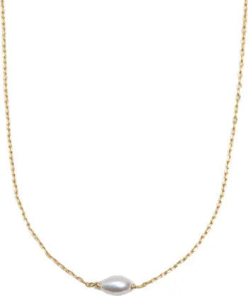 Argento Vivo Sterling Silver Faux Rice Pearl Pendant 18K Gold Plate Sterling Silver Necklace | No... | Nordstrom