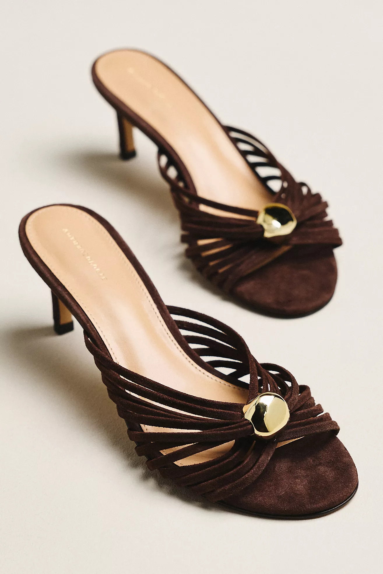 By Anthropologie Strappy Metallic Kitten Heel Sandals | Anthropologie (US)