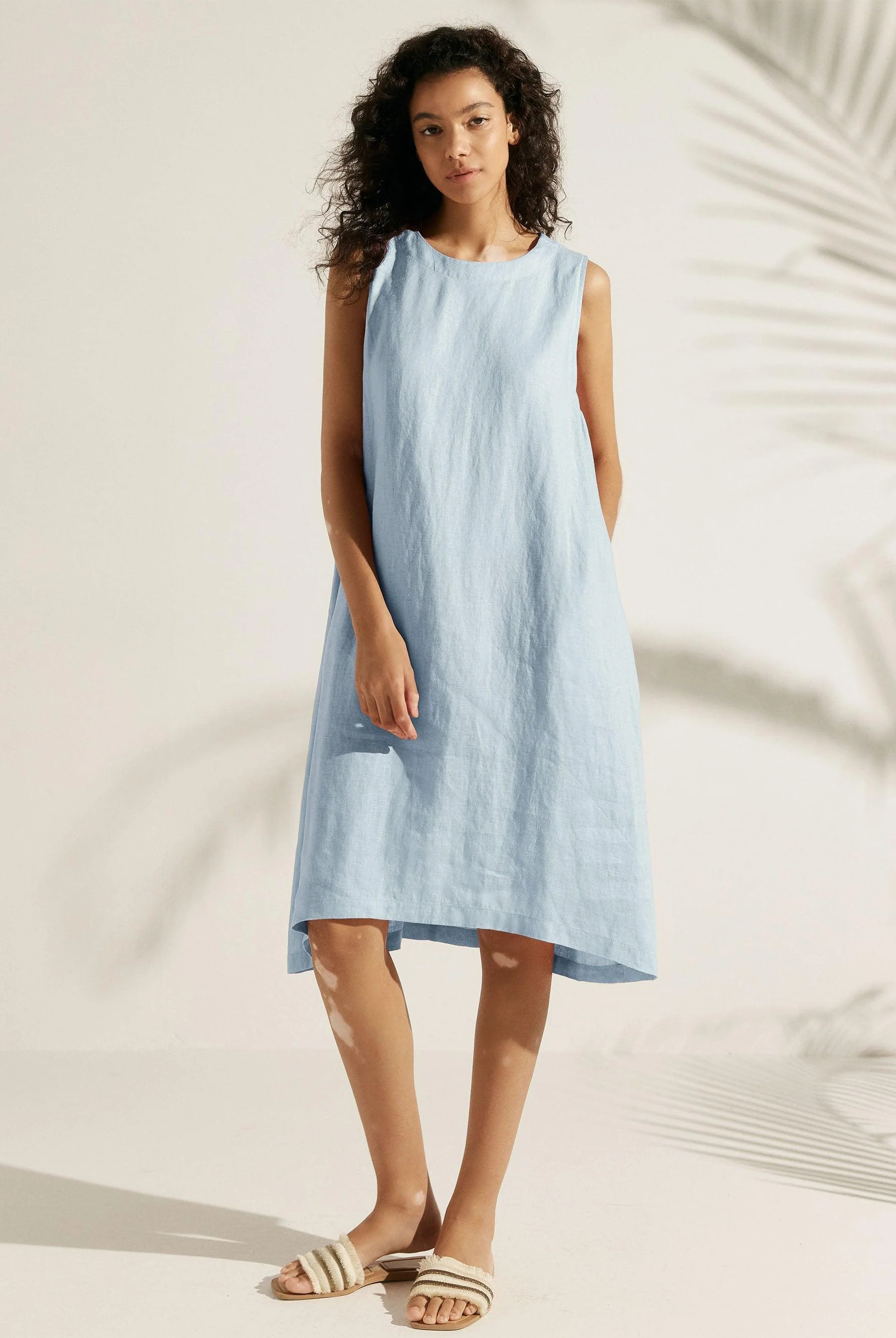 100% Linen Swing Beach Tank Dress GIANA | LINTICO