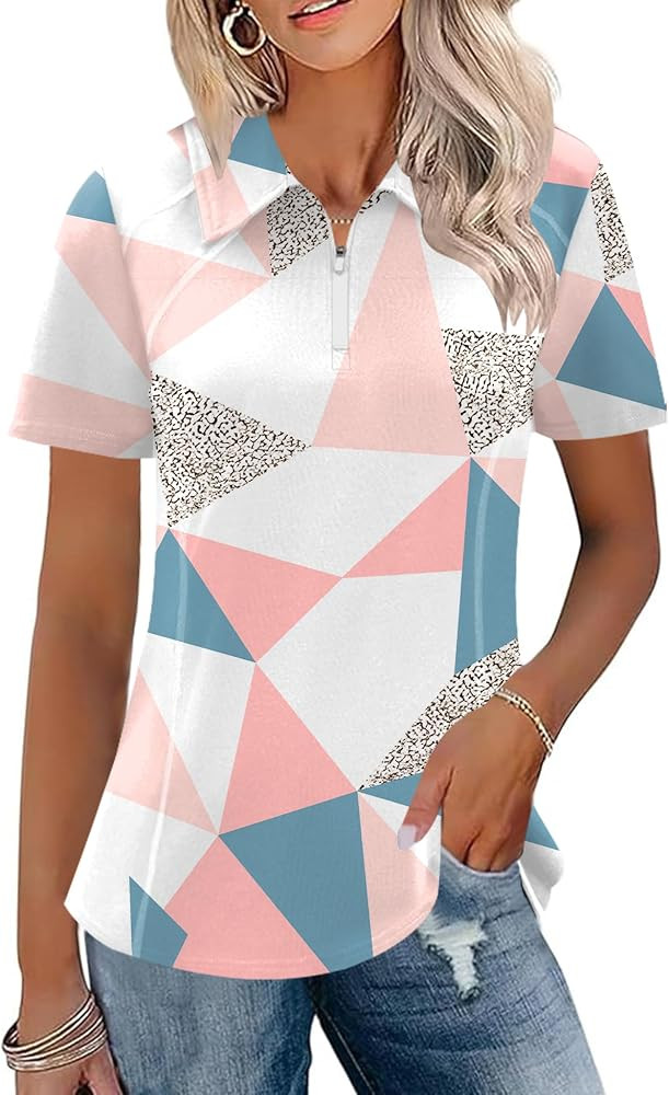 LUYAA Womens Golf Shirt Summer 1/4 Zip up Polo Shirts for Women Short Sleeve Moisture Wicking Gym... | Amazon (US)