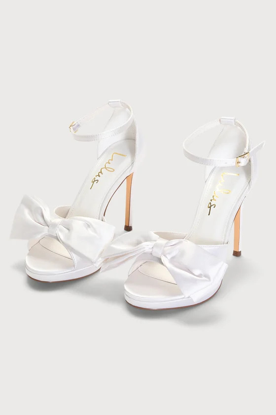 Lanely White Satin Bow High Heel Sandals | Lulus (US)