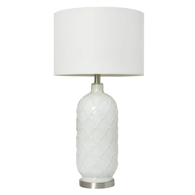 Elegant Designs White and Brushed Nickel Glass Table Lamp | Walmart (US)