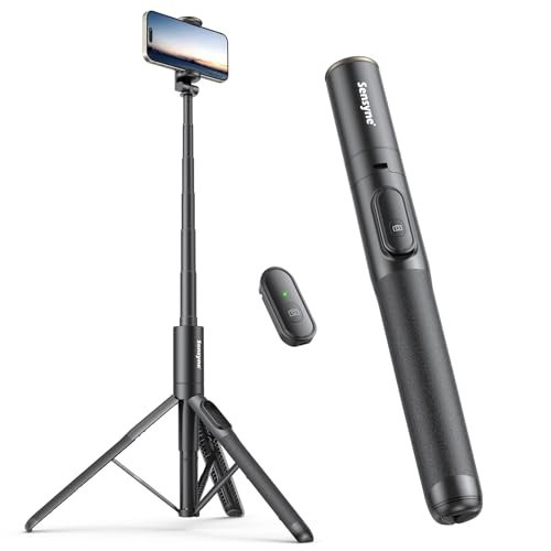 Sensyne 60" Phone Tripod & Selfie Stick, Lightweight All in One Phone Tripod Integrated with Wireless Remote Compatible with All Cell Phones for Selfie/Video Recording/Photo/Live Stream/Vlog（Black） | Amazon (US)