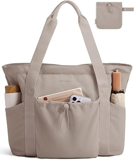 BAGSMART Foldable Tote Bag with Drawstring Bag, Large Tote Bag Shoulder Bag Top Handle Handbag fo... | Amazon (US)