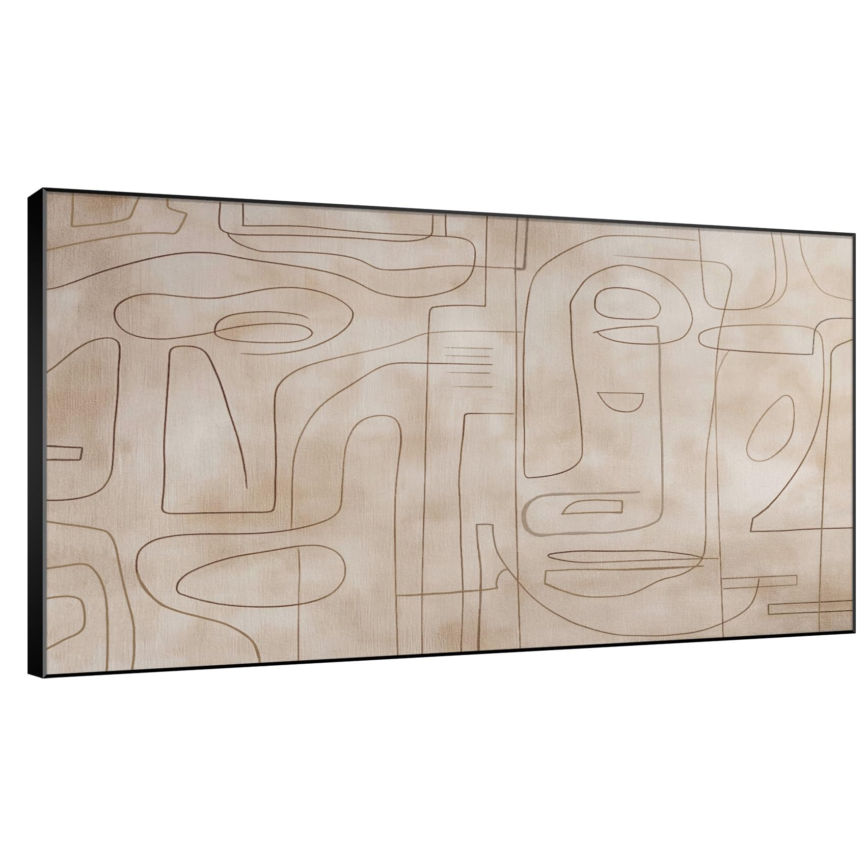 SIGNWIN 36"x60" Extra Large Framed Wall Art Abstract Line Art Neutral Beige Print for Home Living... | Amazon (US)