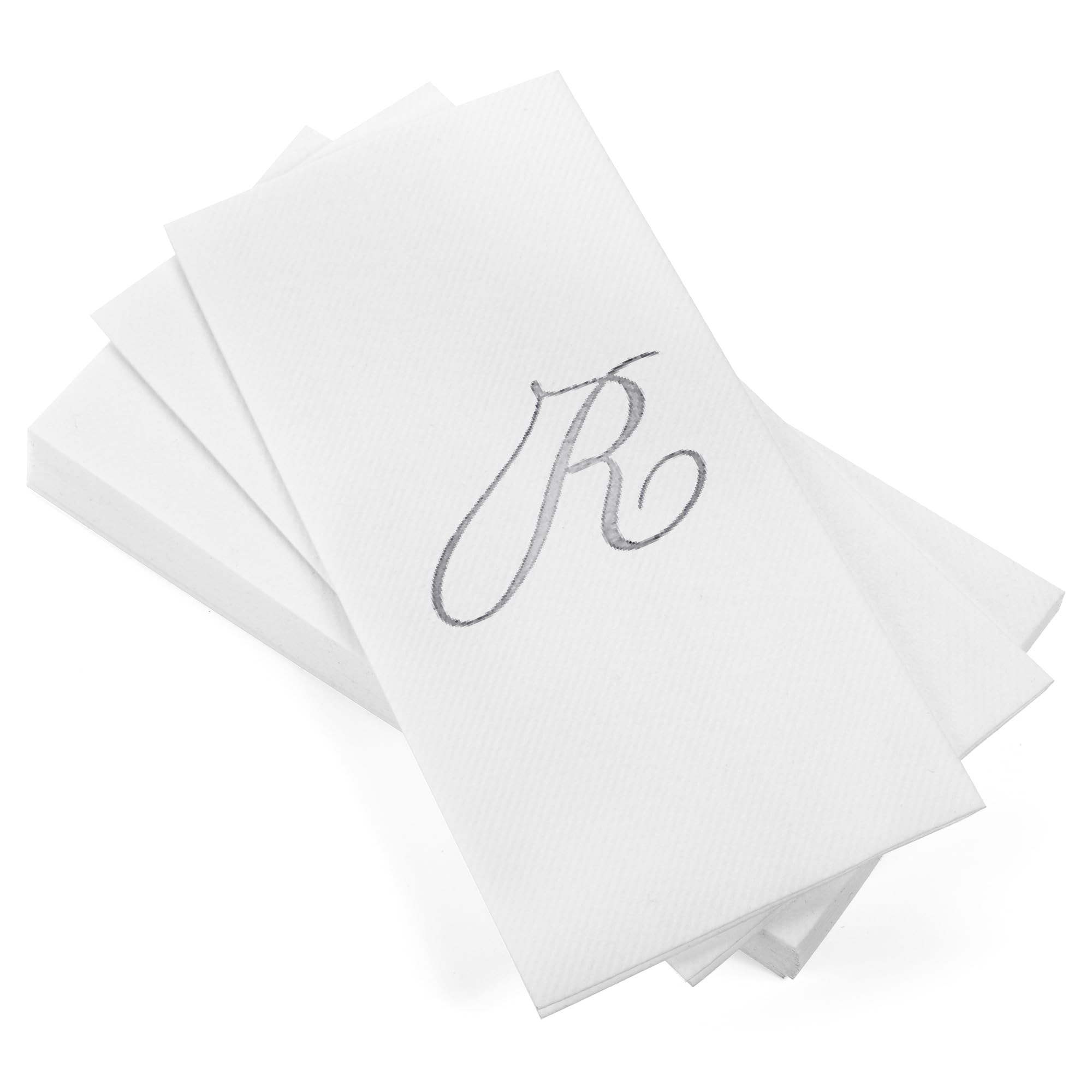 AMERICAN HOMESTEAD Disposable Hand Towels - Silver Foil Monogrammed Guest Napkins - Linen-Like Ba... | Amazon (US)