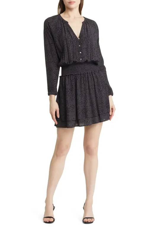 Rails Jasmine Smocked Waist Long Sleeve Dress in Spotted Slate at Nordstrom, Size X-Small | Nordstrom