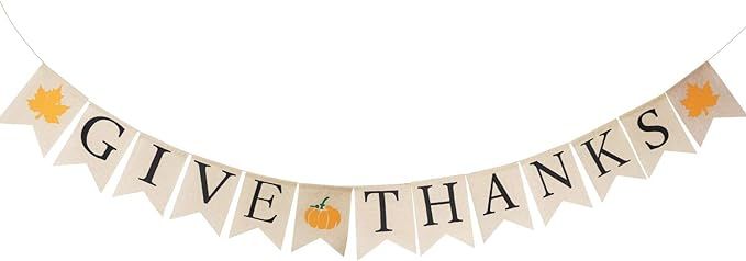 Lulu Home Fall Festive Banner, 6.6 FT Burlap Give Thanks Banner, Thanksgiving Banner Decorations,... | Amazon (US)