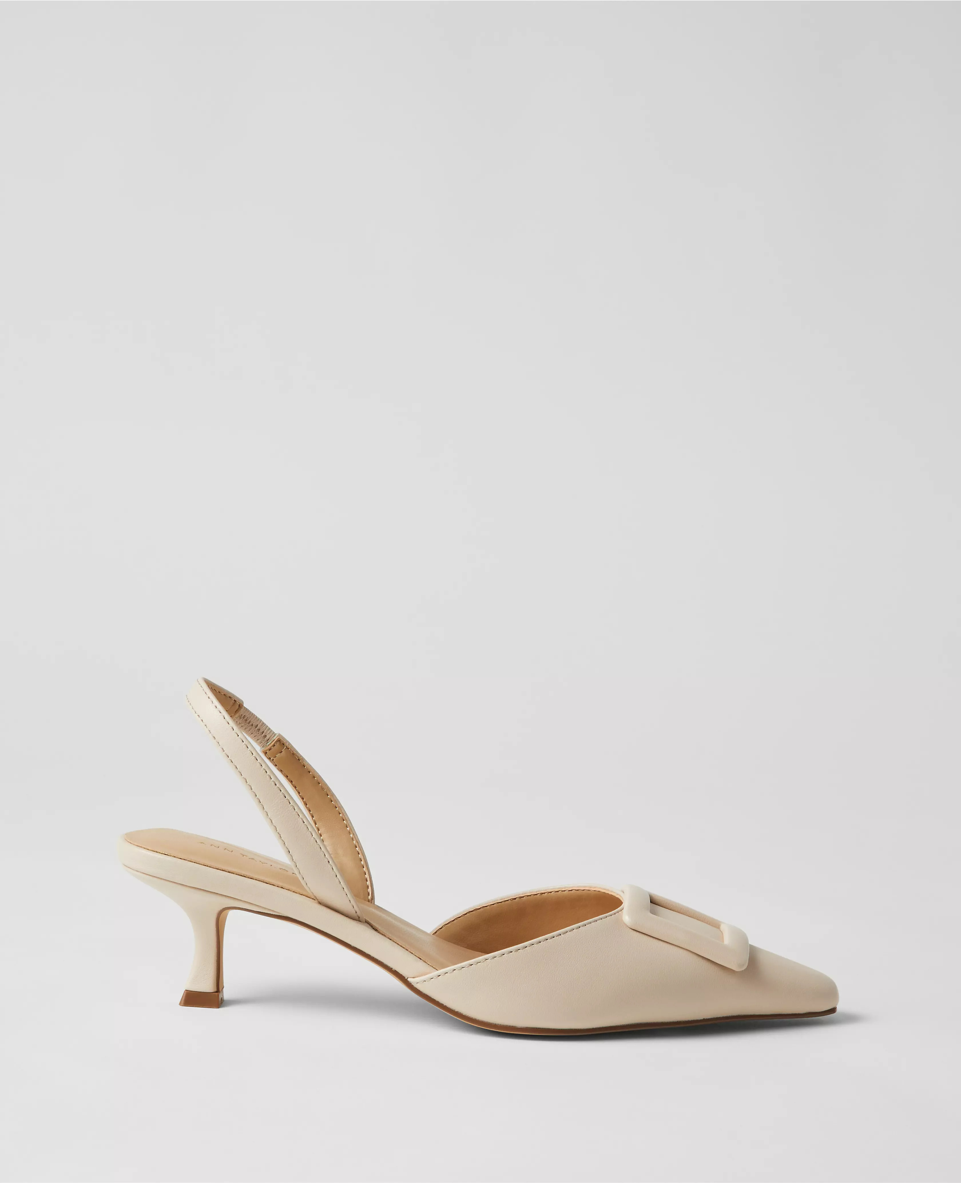 Buckle Pointy Toe Leather Slingback Pumps | Ann Taylor