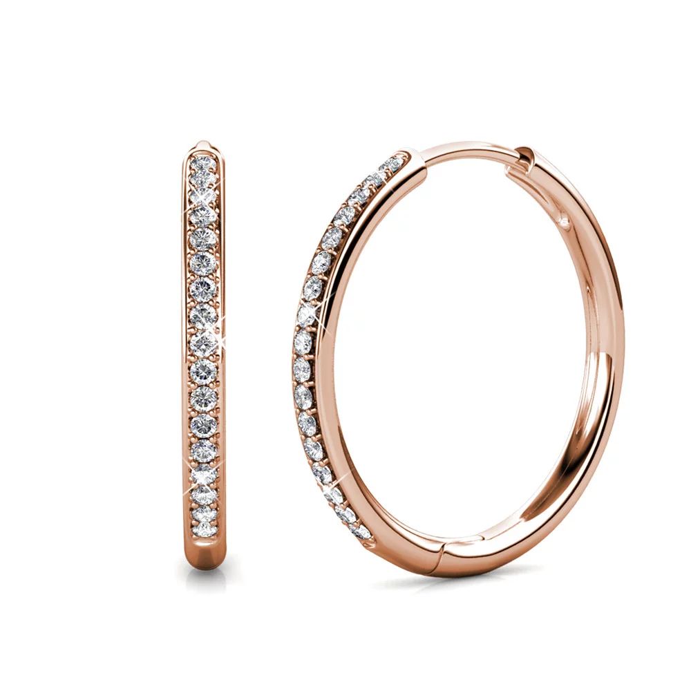 Cate & Chloe Bianca 18k White Gold Hoop Earrings with Swarovski Crystals, Crystal Drop Dangle Ear... | Walmart (US)