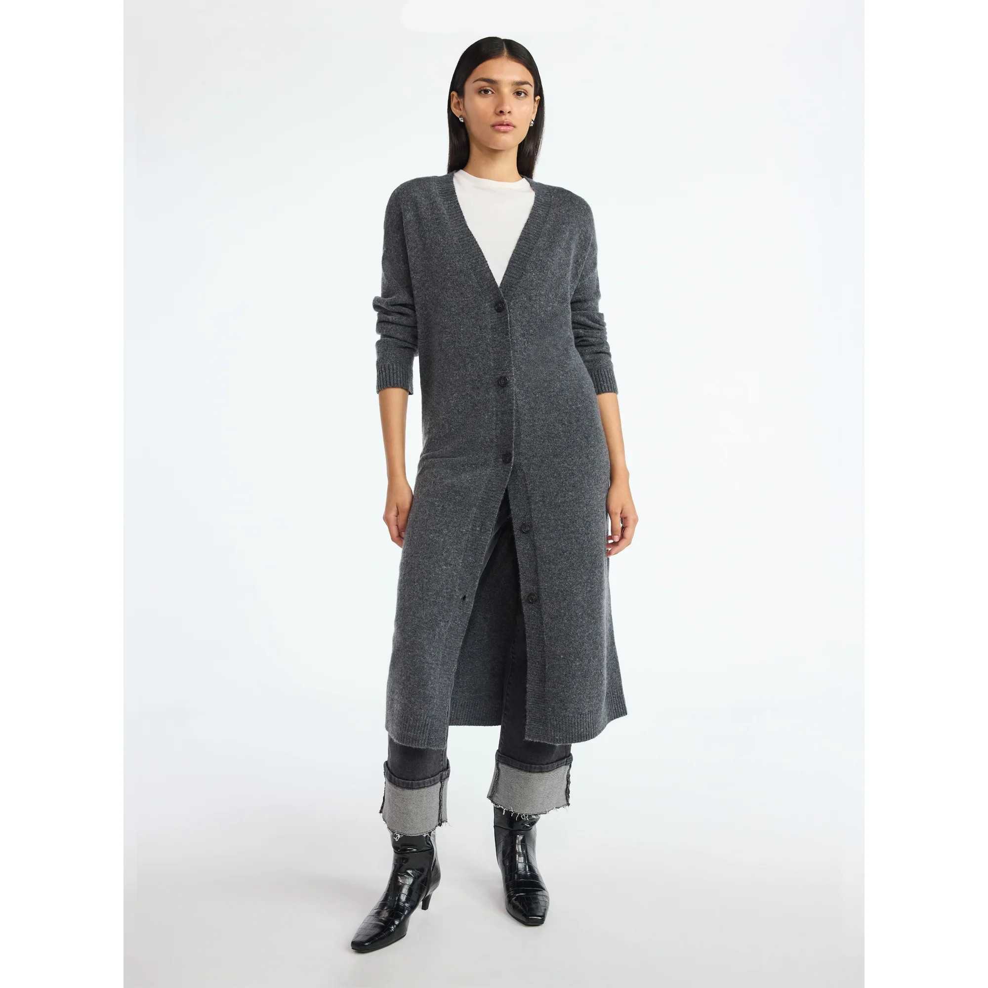Scoop Women's and Women's Plus Button Front Maxi Cardigan Sweater, Midweight, Sizes, XS-4X | Walmart (US)