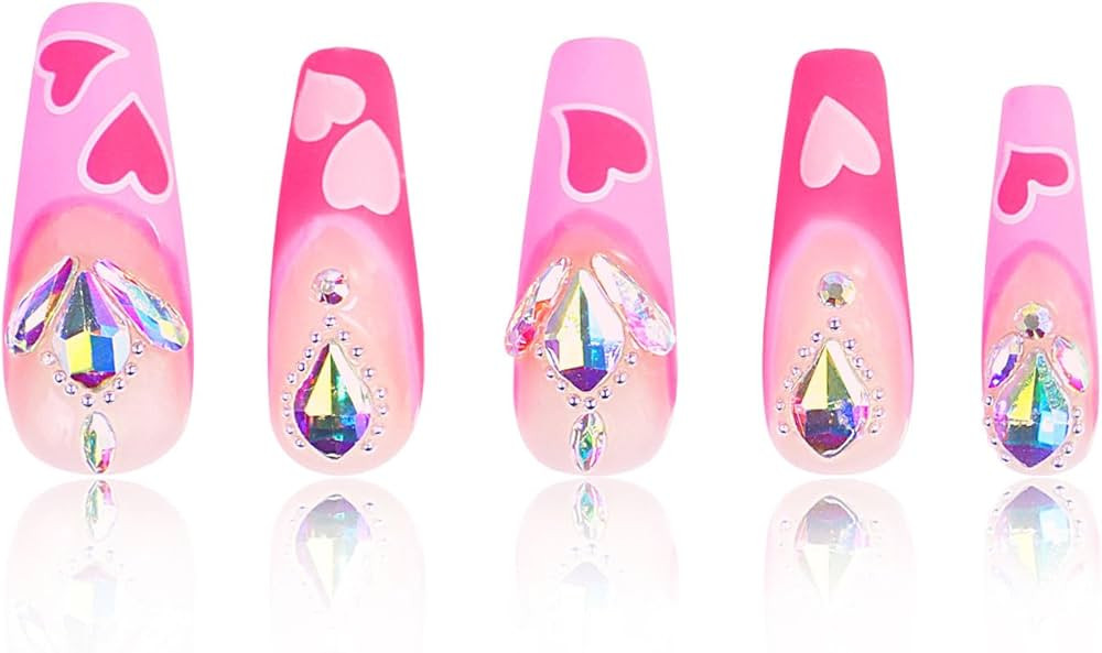 LOVFUL Press on Nails Rose Whispers | Handmade with Full Covered Crystals | Reusable Fake Nails |... | Amazon (US)