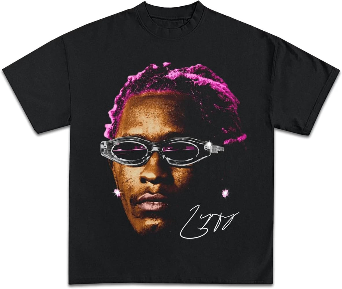 Young Thugs Graphic T-Shirt, Young Thugger Face Pink Hair Vintage 90s Rap Tee Merch T-Shirt for M... | Amazon (US)