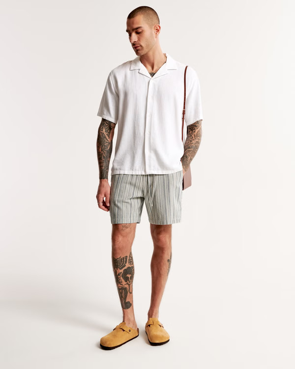 Camp Collar Summer Linen-Blend Shirt | Abercrombie & Fitch (US)