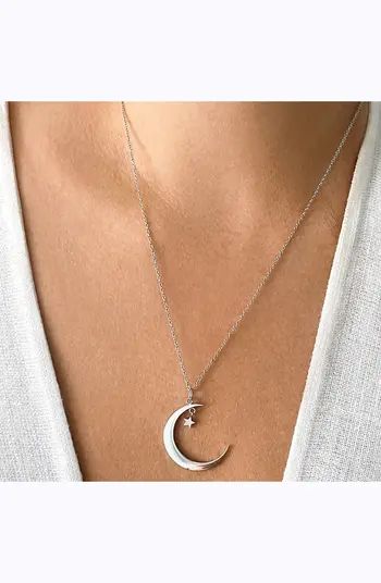 Hanging Moon & Star Silver Necklace | Nordstrom Rack