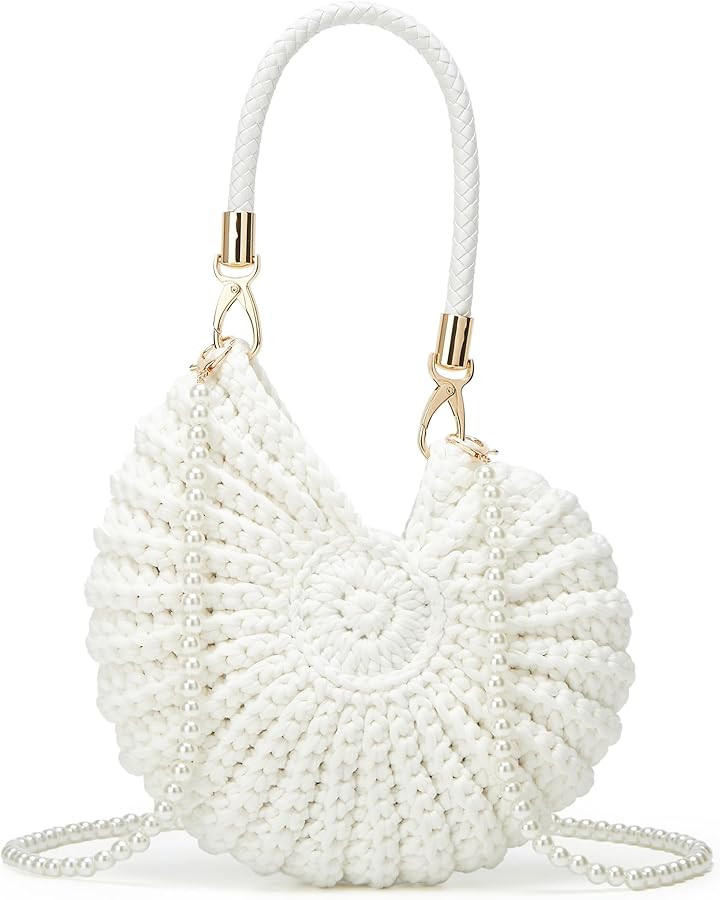 Handmade Crochet Tote Bag Seashell Purse for Women Boho Shell Handbag Crossbody Shoulder Bag Summ... | Amazon (US)