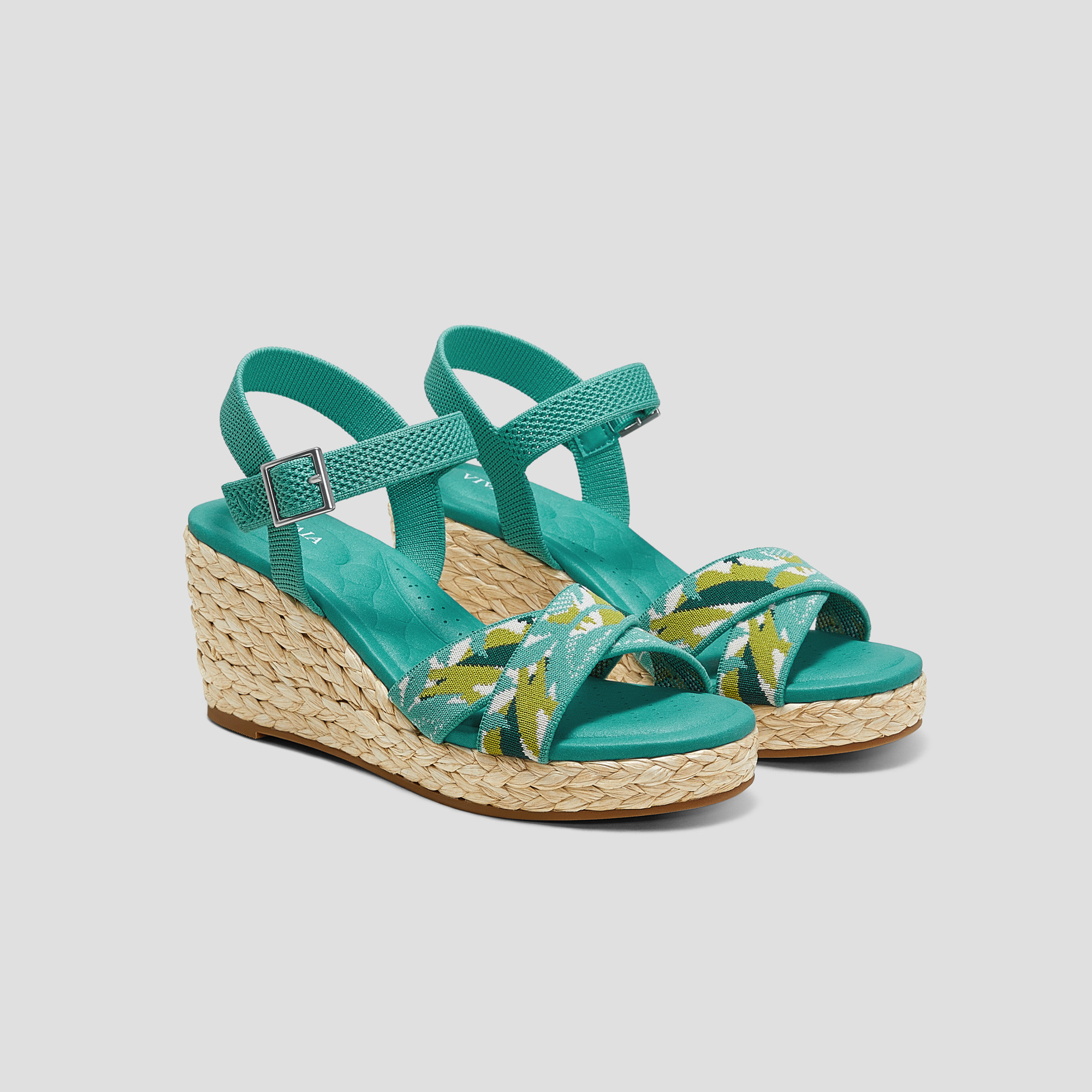 VIVAIA Round-toe Wedge Sandals (Sally Pro)|MULTI TURQUOISE TROPICAL|EU 43 | VIVAIA