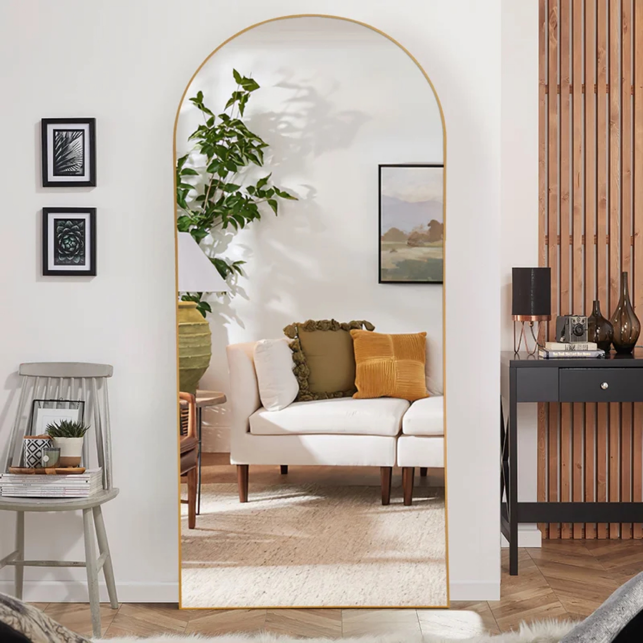 Gold trimmed full length mirror.

#LTKstyletip #LTKhome #LTKFind