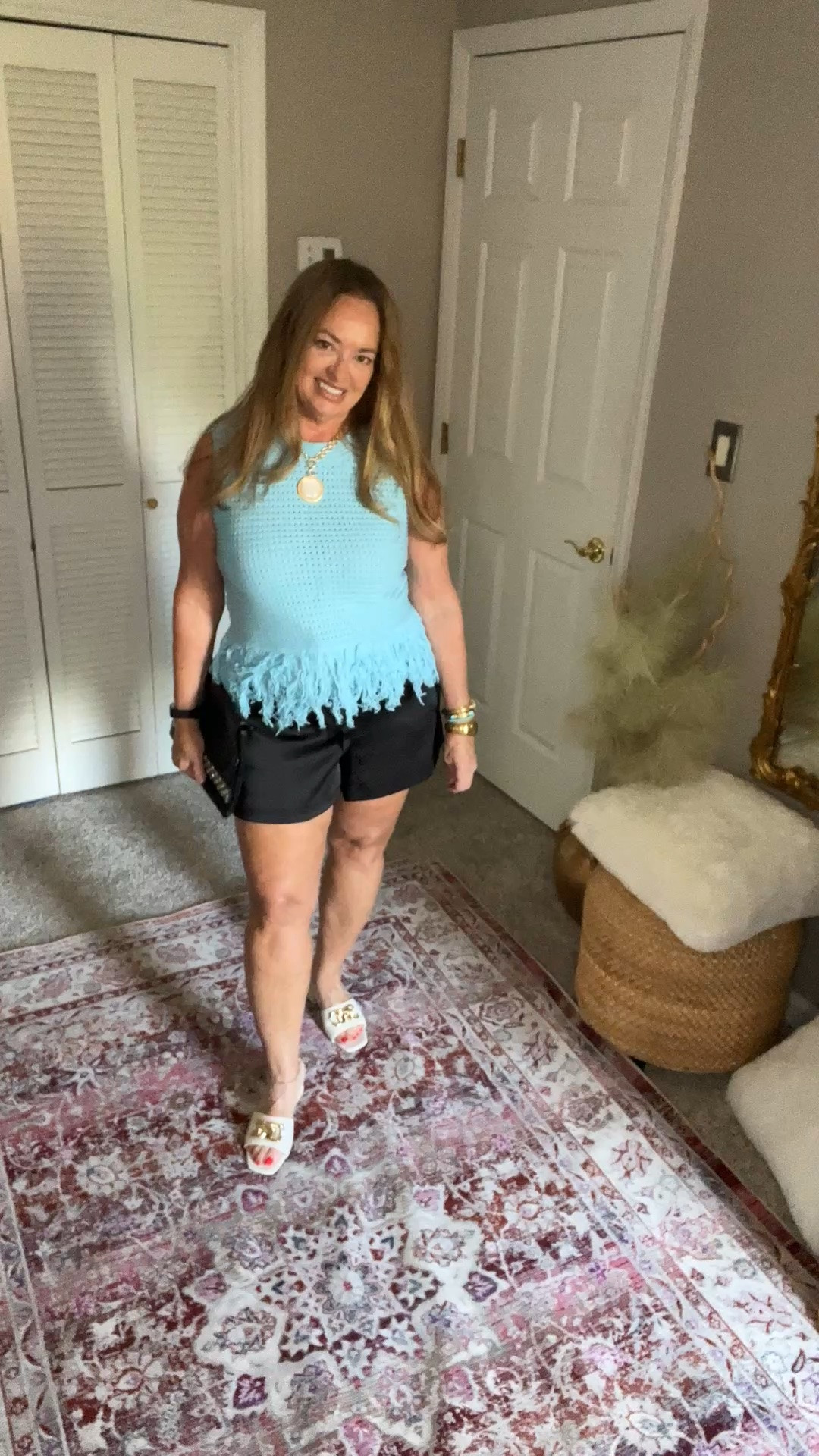 Electric blue knit sweater with fringe.
Summer’s favorite silhouette paired with satin shorts

#LTKootd #LTKgrwm #LTKSeasonal