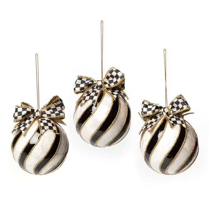 Striped Swirl Capiz Ornaments, Set of 3 | MacKenzie-Childs