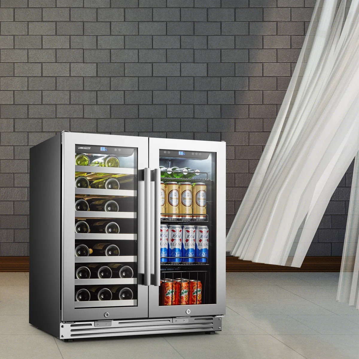 31 Bottle and 76 Can Dual Zone Freestanding Wine and Beverage Refrigerator | Wayfair North America
