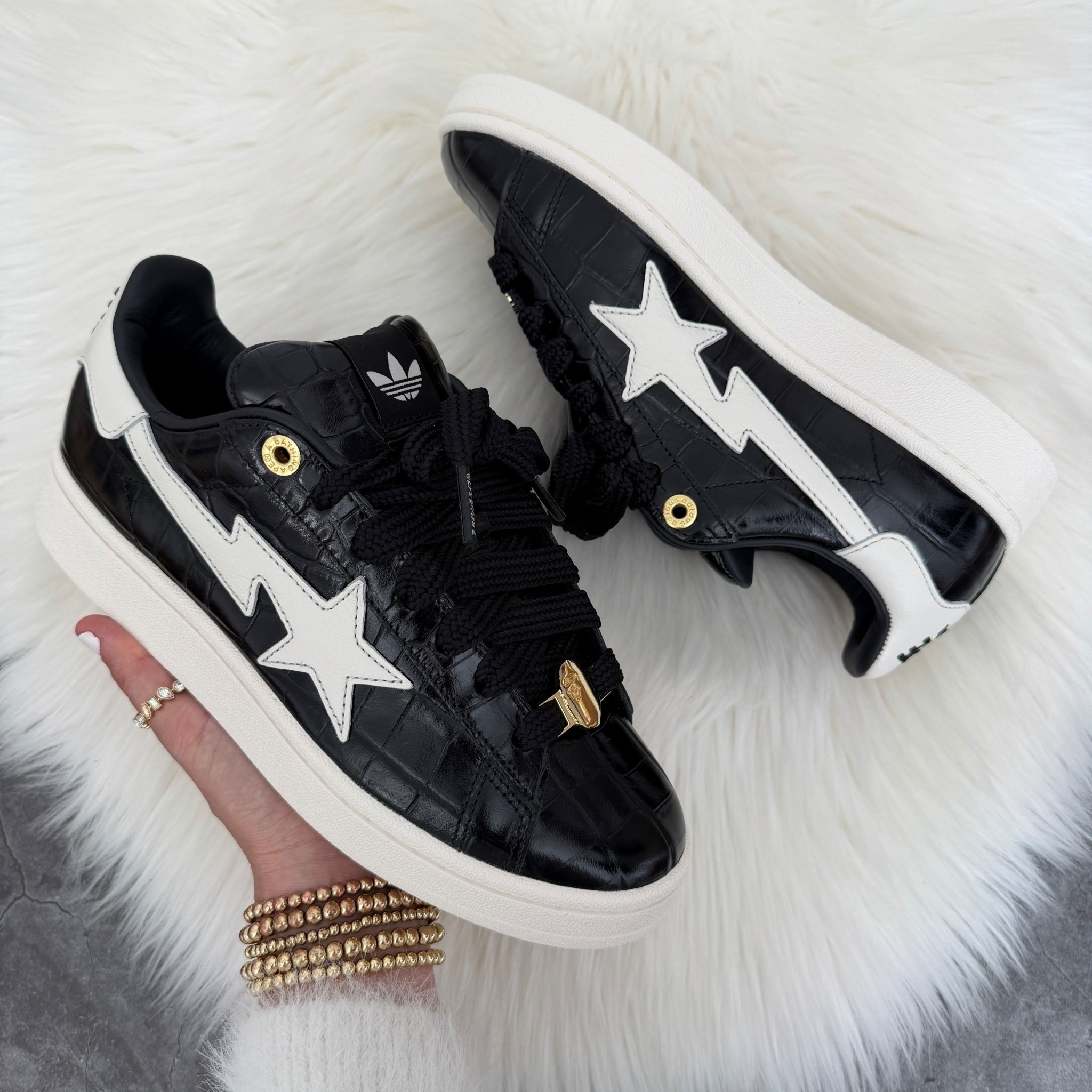 Adidas campus bape black star sneakers run true to size. Looks like golden goose sneakers 