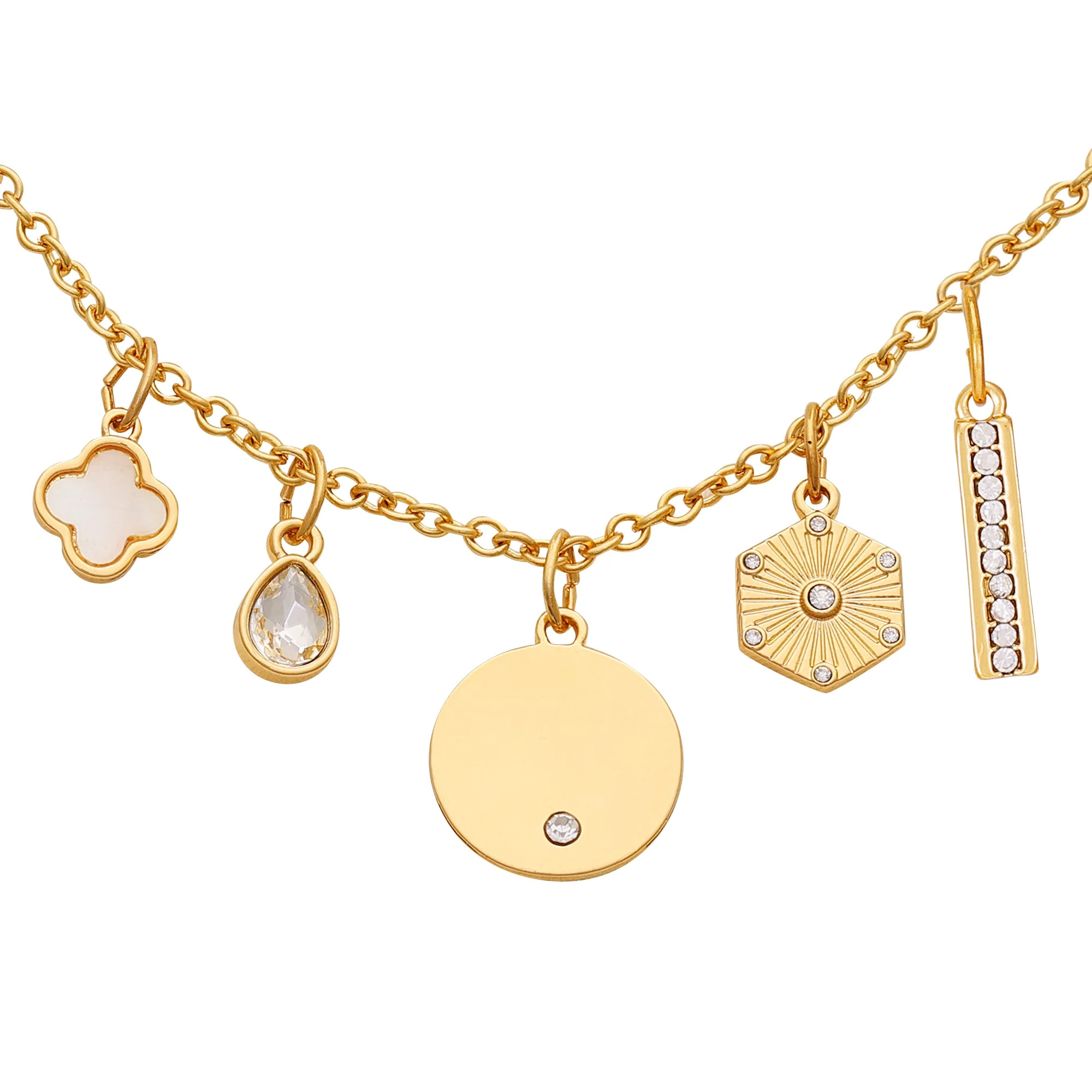 Time and Tru Women's Gold-Tone Interchangeable Modern Classic Theme Charms Necklace. | Walmart (US)