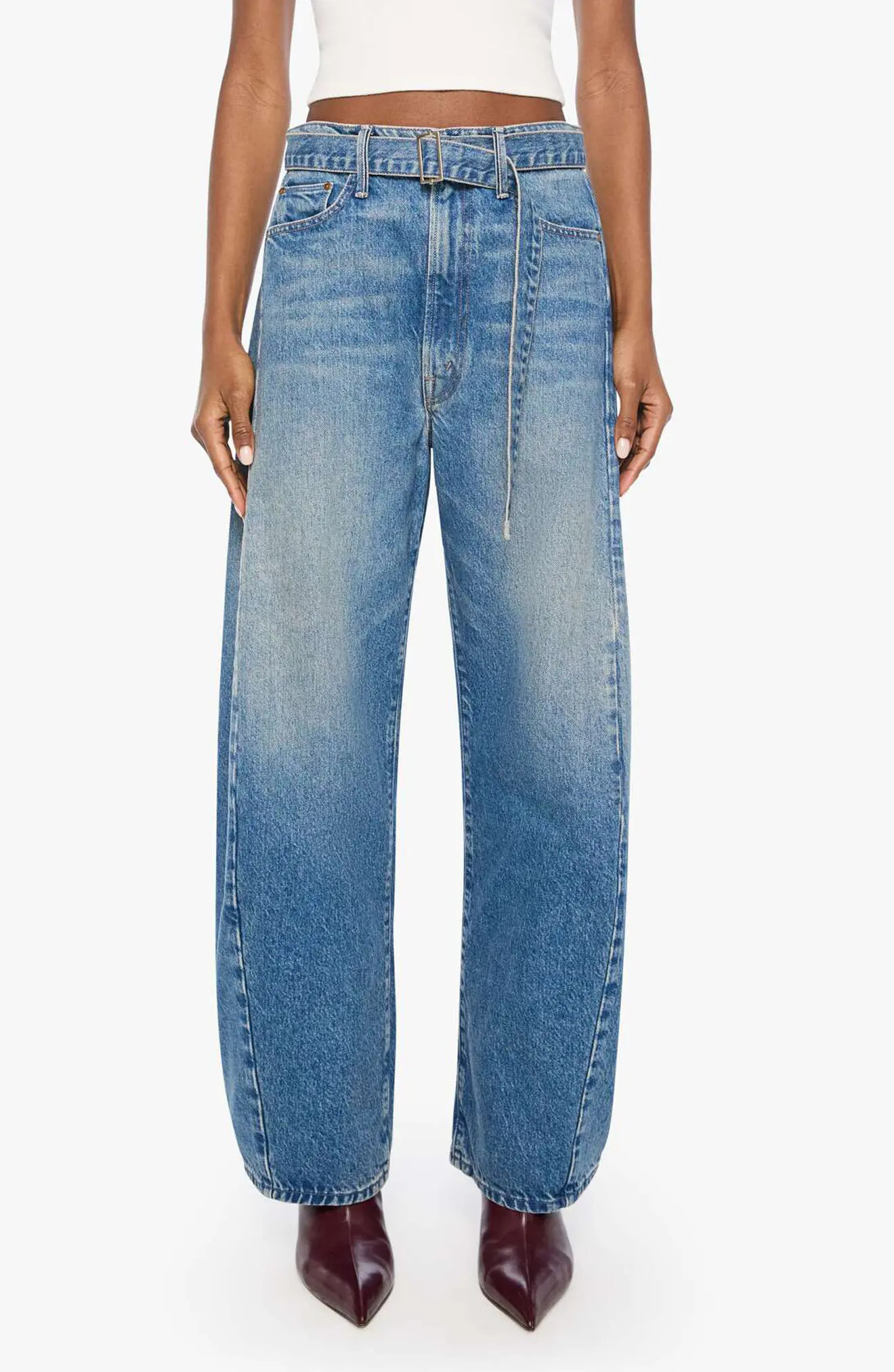 MOTHER The Belted Spoonful High Waist Wide Leg Jeans (Women) | Nordstrom | Nordstrom