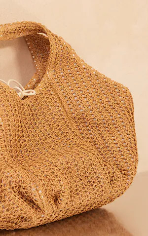 Sac de plage ample en raphia no coloré tressé | PrettyLittleThing (FR)