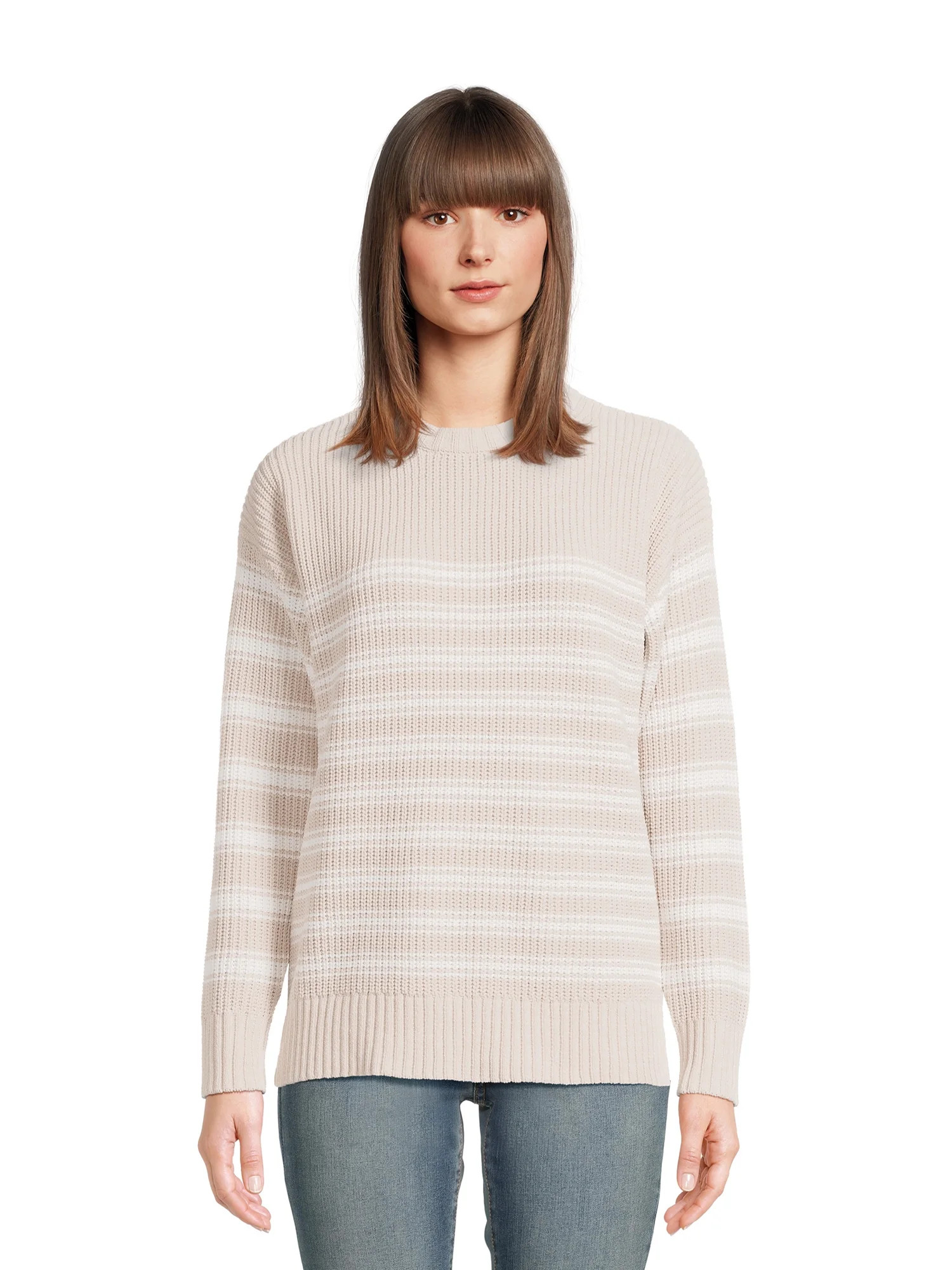 Time and Tru Women's Long Sleeve Chenille Pullover Crewneck Sweater | Walmart (US)