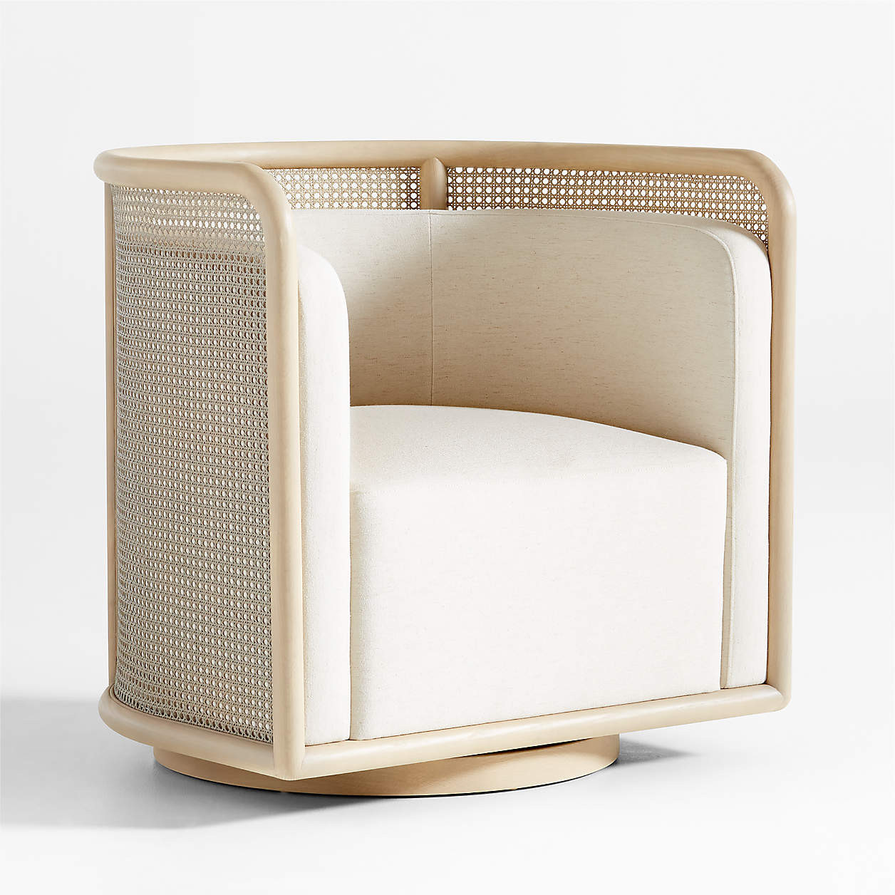 Fields Cane Back Swivel Accent Chair by Leanne Ford | Crate & Barrel | Crate & Barrel