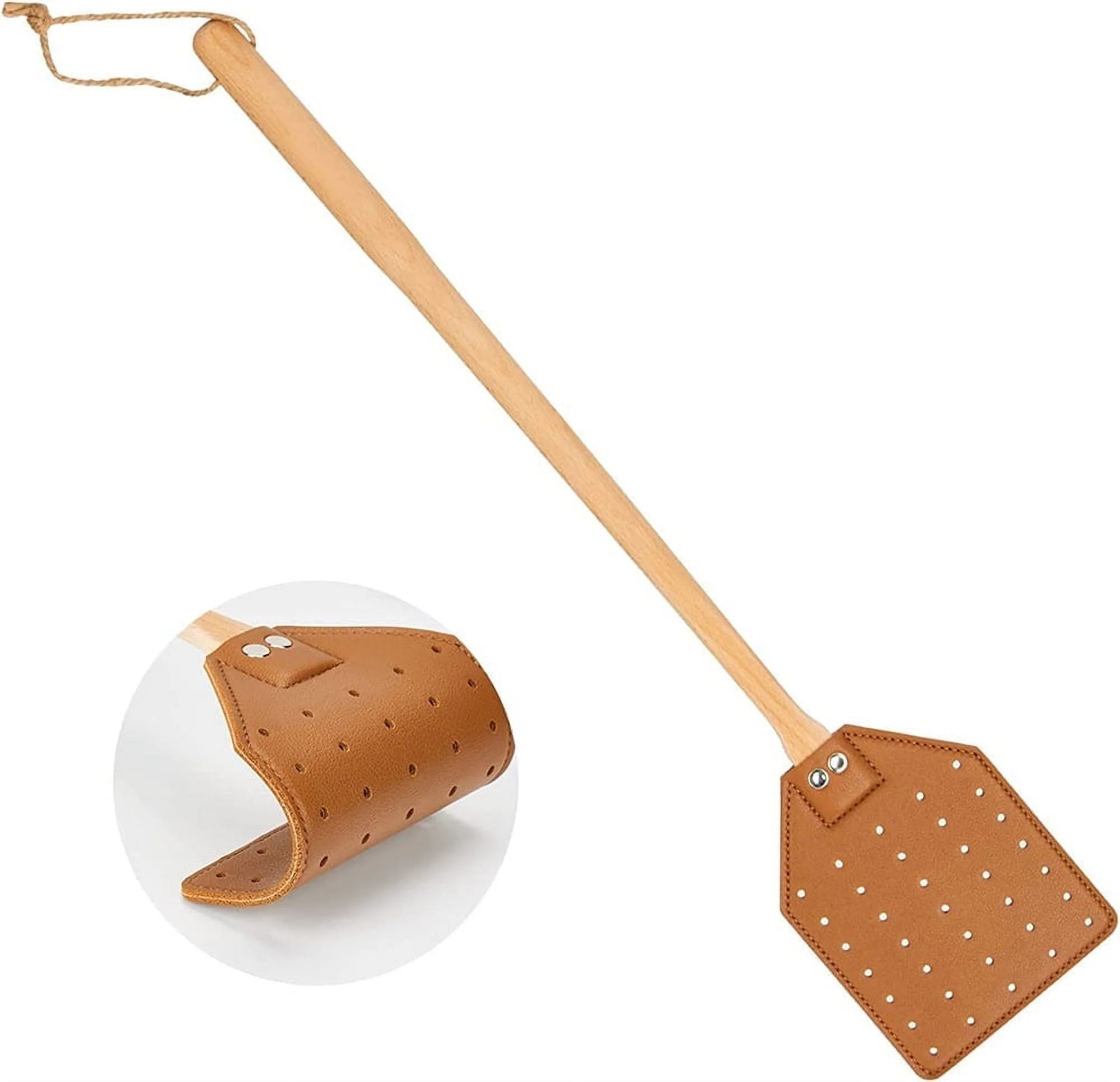 NOGIS Heavy Duty Leather Fly Swatter with Bench Wood Handle 19.5" Length, Fly Catcher and Insects... | Walmart (US)