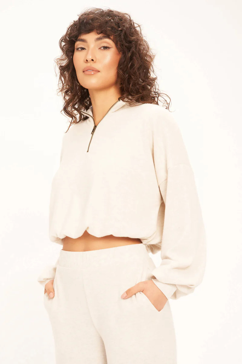 Rocky Cozy Half Zip Top - Oatmeal | Project Social T
