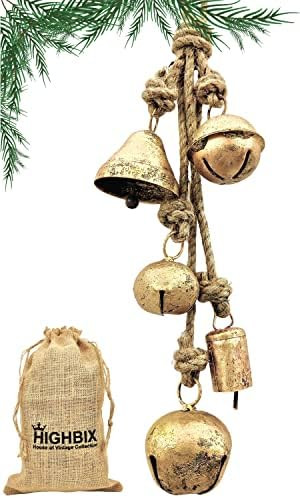 HIGHBIX Set of 5 Rustic Harmony Jingle Bells Cluster Vintage Handmade Lucky Christmas Hanging Mix... | Amazon (US)