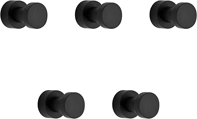 BVL Matte Schwarz Handtuchhaken, 5 Stück Rostfreies Metall Wandhaken, Self Adhesive or Wall Moun... | Amazon (DE)