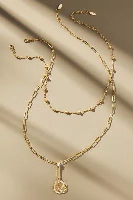 Layered Coin Paperclip & Ball Chain Necklaces, Set of 2 | Anthropologie (US)