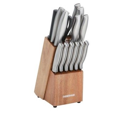 Farberware 15pc Stainless Steel Acacia Knife Block Set | Target