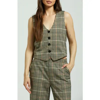 Brixton Piaid Relaxed Fit Vest in Winter White/Black Plaid at Nordstrom, Size Large | Nordstrom