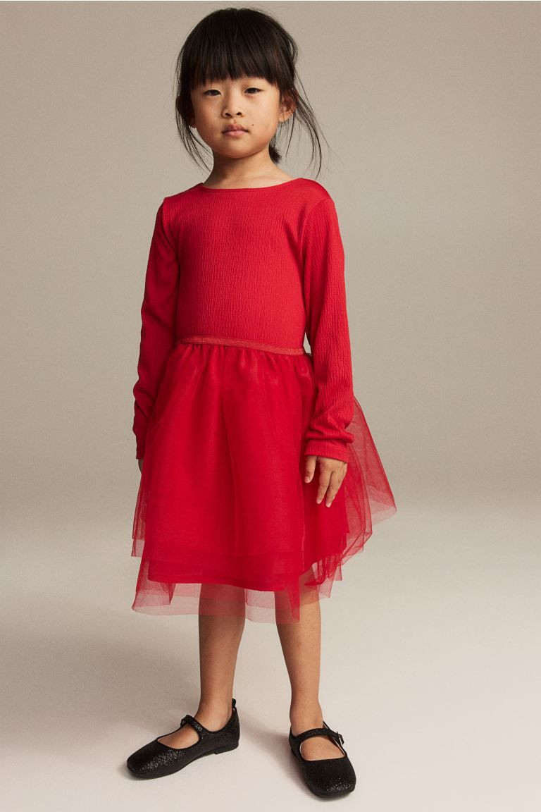 Dress with Tulle Skirt - Red - Kids | H&M US | H&M (US + CA)