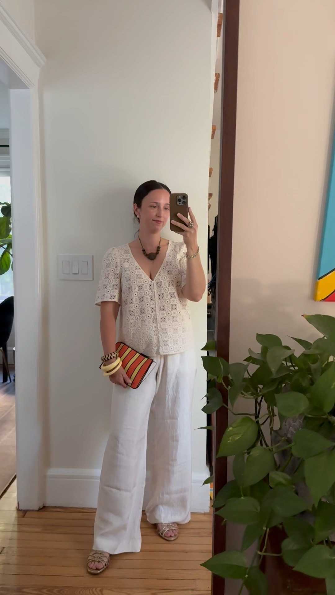 All white summer outfit - Jcrew pants I take a small as these run big, top size 6 TTS for sezane 