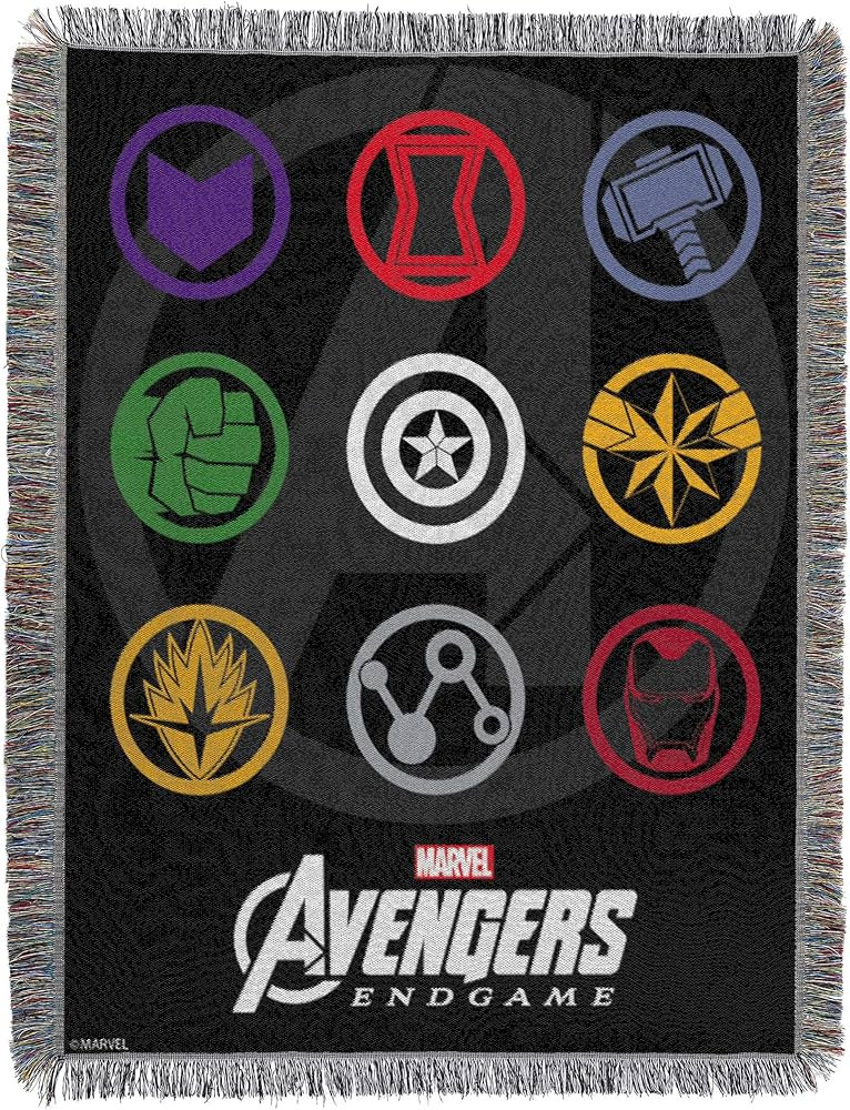 Marvel Avengers Endgame, Symbols, Woven Tapestry Throw Blanket, 48" x 60", Multi-Color | Amazon (CA)