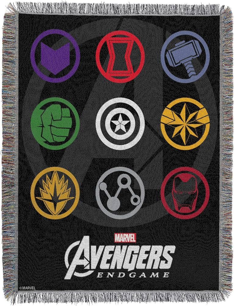 Marvel Avengers Endgame, Symbols, Woven Tapestry Throw Blanket, 48" x 60", Multi-Color | Amazon (CA)