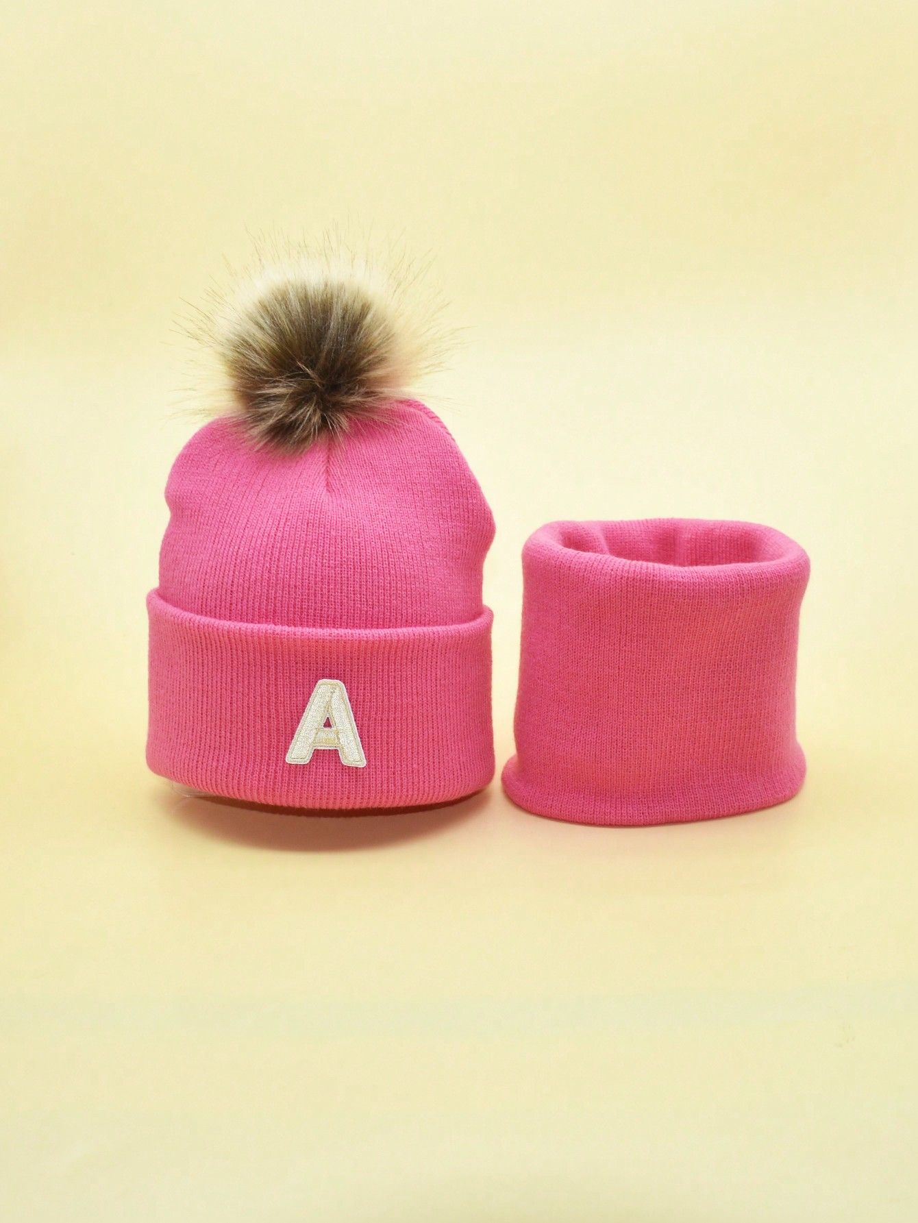 1set Girls' English Letter Decorated Hat & Scarf Set For Winter | SHEIN
